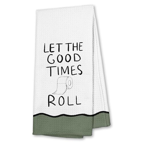 Xiyurlk Retro Green Bathroom Hand Towels, Let The Good Times Roll Decorative Hand Towels for Bathroom Washroom Restroom, 16x24 Inch