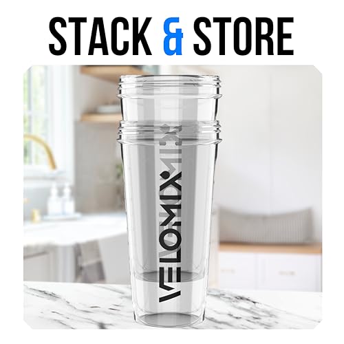 Image of VELOMIX -2 Pack- 28 oz Protein Shaker Bottles for Protein Mixes - 2x Wire Whisk | Leak Proof Shaker Cups for Protein Shakes and Pre Workout | Protein Shaker Bottle Pack (D6) Transparent