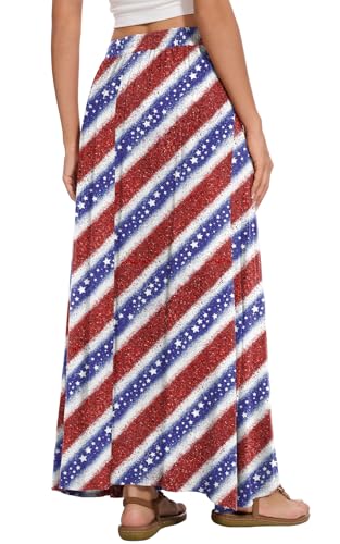 Image of Womens Maxi A-line Long Skirt Casual 2026 Elastic High Waist Flowy Skirts with Pockets
