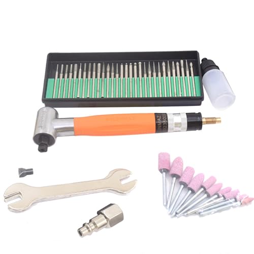 XoTiq Air Grinder Kit, Right Angle Die Grinder Pencil Type Die Grinder Professional Pneumatic 90 Degree Die Grinder for Grinding Engraving, Pneumatic Drill Elbow Head Manual Tool - Image 6