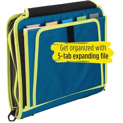 Classeur à fermeture éclair Five Star 5,1 cm avec trieur extensible bleu - 2