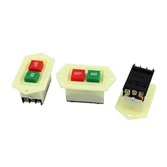 Qtqgoitem AC 220V/380V 5A 3 Phase Self-Locking ON/OFF Push Button ...