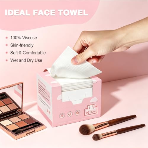 Image of Orighty Face Towels Disposable, Soft Clean Towels for Face, 100Count(2 Box) | Super Soft & Gentle Face Wipes Towelettes, Facial Towels for Cleansing & Makeup Removal, for Sensitive Skin, Nursing, Travel