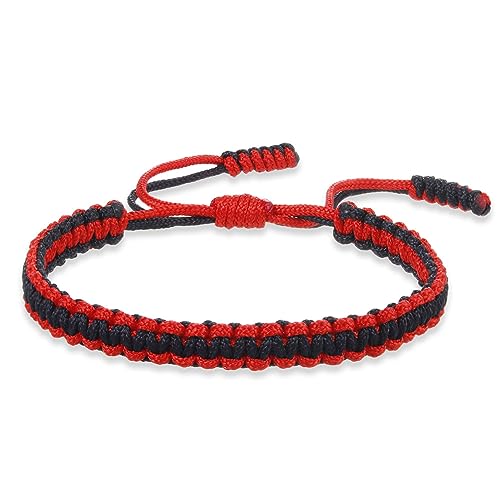 COLORFUL BLING Tibetan Buddhist Bracelets for Women Men Handmade Braided Rope String Lucky Protection Wristbands Prayer Family Couple Jewelry-red black