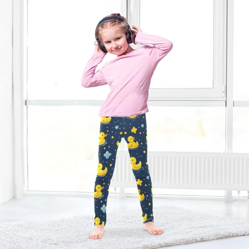 Yellow Ducks Girls' Leggings Toddler Doodles Blue Stars Kids Yoga Pants Dance Active Tights 4T4