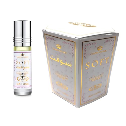 Al-Rehab Lot de 6 Huiles Parfumées SOFT 6 ml Notes Vanille & Caramel – Musc Attar Sans Alcool – Parfum Oriental pour Femme et Homme – Fabriqué à Dubaï