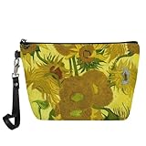 Buxolandt Cosmetic Bag for Women Sunflower Travel Makeup Case Organizer,Cute Makeup Bag Vintage Ethnic Pattern Organizer Cute Makeup Organizer Bag Yellow