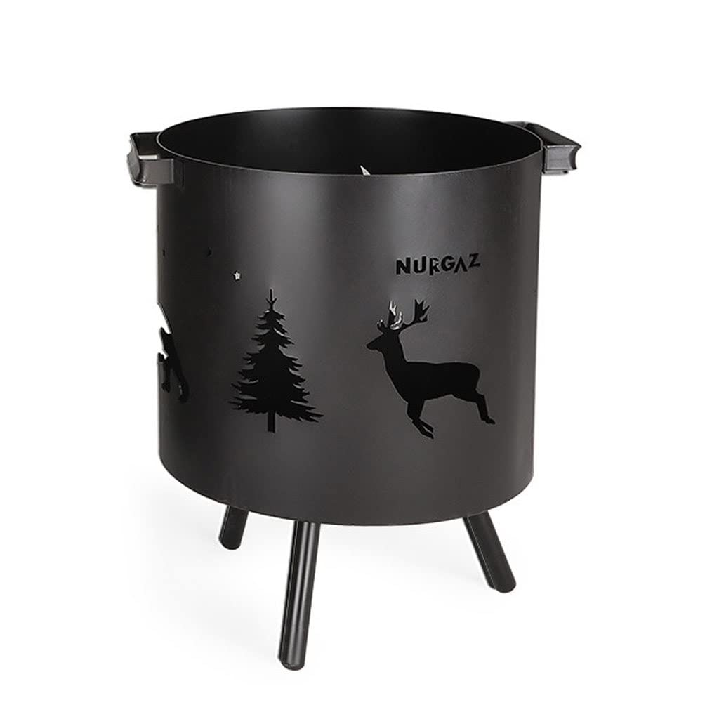 AMZOPDGSOutdoor Bonfire Fire Pit Bonfire Barrel Wood Burning Charcoal Firepit for Backyard Patio Camping Hiking