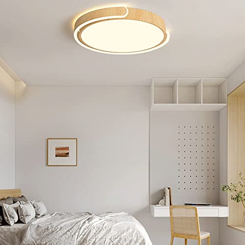 Plafonnier imitation grain de bois de noyer 55cm luminaire intérieur plafonnier moderne