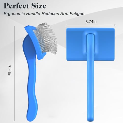 Saccison 2PCS Slicker Brush for Dogs & Pet Comb,Professional Dog Grooming Brush (Goldendoodles,Poodles,Labradoodles) with Extra Long Pins to Effectively Remove Tangles, Knots and Mats (Blue, Medium) - image 6