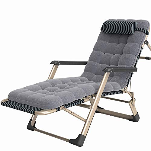 ZSYUN Folding Bed Portable Deck Chair Lunch Break Bed With EPE Durable For Indoor Office Balcony Patio Garden Beach Outdoor Living Room Chair (Color : Gray, Size : 178X66X98CM)