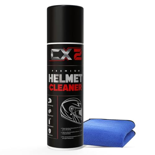 Image of CX2 Helmet Cleaner & Microfiber Cloth, Antibacterial Disinfectant Helmet Cleaning Spray, Safe for Hair & Skin - Helmet Interior Cleaner Removes Bad Odor,for Deep Clean with Inner Foam Formulation