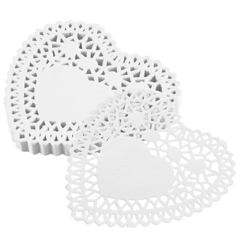 Huudngeje 100x Napperon Blanc en Dentelle de Papier de Coeur de l'amour de 4 Pouces pour Le Scrapbooking de Cartes