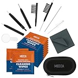 Hearing Aid Cleaning Kit - 20 Piece Tool Set with Case, 10 Hearing Aid Cleaner Wipes, and Magnifying Glass for Hearing Aids, Earbuds, Headphones, Ear Molds, Amplifiers & Small Electronics