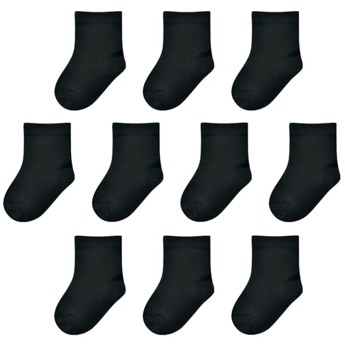 Image of Baby Socks Infant White Crew Socks Baby Girls Soft Newborn Dress Sock Boys Baptism 0-12 Months 10 Pack