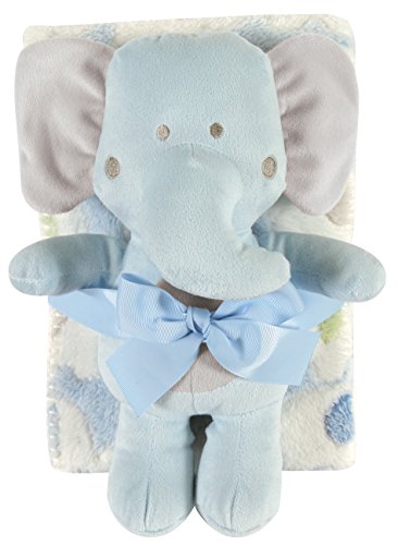 Stephan Baby Snuggle Fleece Crib Blanket and Plush Toy Set Available in 13 Designs, Blue Elephant