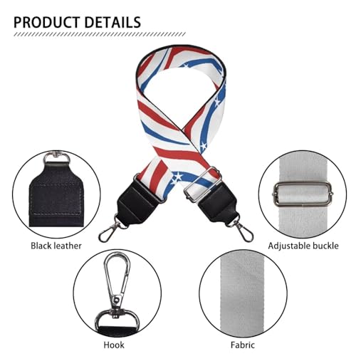 Image of Talayituse American Flag Zebra Stripe Print Shoulder Strap Wide Purse Bag Strap Adjustable Replacement Belt Luggage Crossbody Shoulder Bag Strap for Women Girls