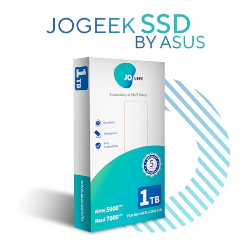 Image of ASUS JOGEEK 1TB M2 2280 /IN / /NVME, Upto 7000 MB /s R, 5900 MB /s W, 5Y Warranty, PCIe Gen 4 NVMe M.2 (2280), Compatible with All Laptops, Internal Solid State Drive (SSD), Black (JOGEEK P4X4 1TB)