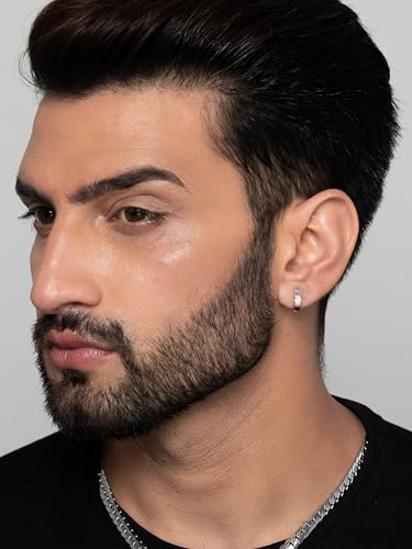 Image of ORIONZ Hoop Earrings for Men & Boys (1 Piece) - 925 Sterling Silver - Gift for Birthday Anniversary - 18k Gold Plated Jewellery - Men Fashion