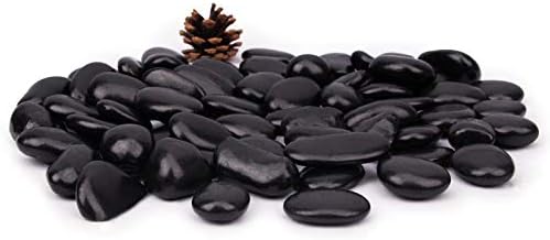 [18 Pounds] Black Pebbles Aquarium Gravel River Rock, Natural Polished Decorative Gravel,Garden Outdoor Ornamental River Pebbles Rocks,Black Stones，Polished Gravel for Landscaping Vase Fillers (18.6)