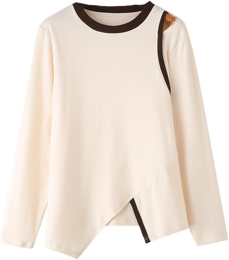 Women Spring/Autumn Basic Thermal Plus Size Shirt Casual Clothing Front Split Long Sleeve Single Off-The-Shoulder Female Top
