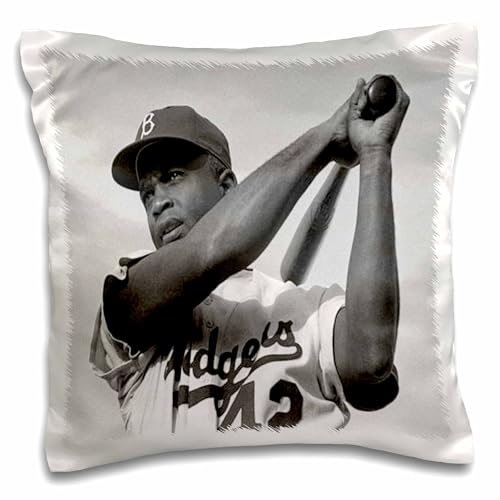 3dRose Picture of Jackie of The Brooklyn Dodgers Pillow Case, 16 x 16