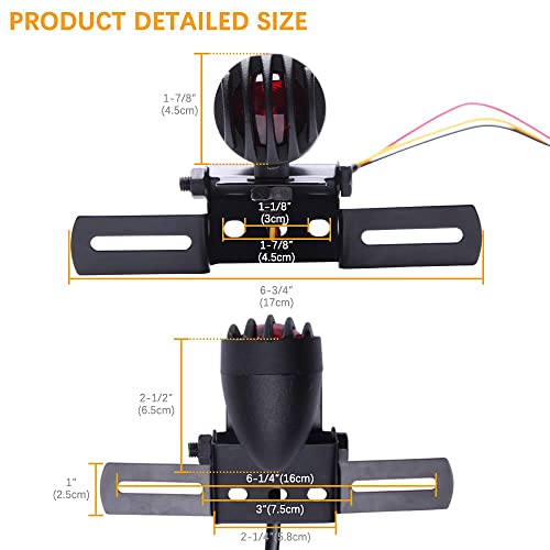 KEEPDSGN 12V Motorrad Rücklicht Bremslicht Kennzeichnenleuchte mit Halter Bullet Steel Gehäuse Motorradlicht für Chopper Bobber Chopper Cruiser Dyna Glide Sportster Cafe Racer.