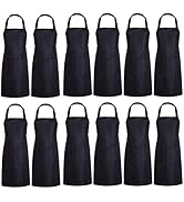 M-Aimee 12 PCS Plain Color Bib Apron Adult with 2 Front Pocket,Cooking Kitchen Aprons for Men Wom...
