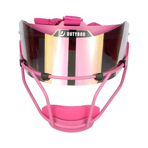 Softball Face Mask Lightweight and Comfortable with Wide Field Vision fit All Ages - Durable and Safety Softball Face Mask Sets (Pink-red)