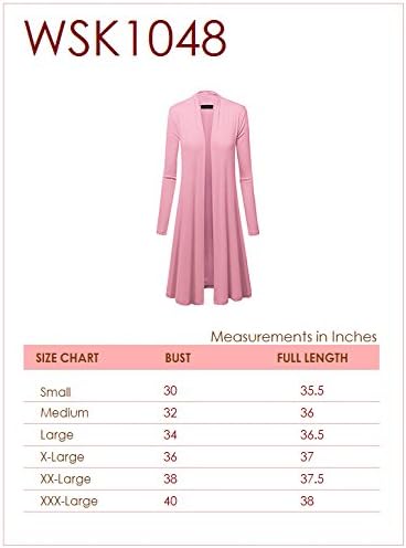 Made By Johnny Women's Solid Long Sleeve Open Front Drape Long Cardigan Duster