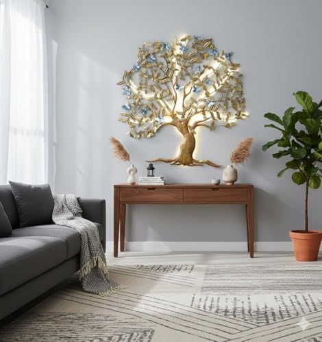 Image of Bharat Art Metal Iron Big Butterfly Tree With Led Wall Art Decor for Living Room, Home, Hotel, Office & Cafe | Elegant Multicolor Decorative Wall Hanging Sculpture | Premium Gift Item | 60 x 3 x 60 inch CW121