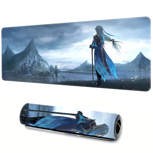Genshin Impact Mouse Pad Large Gaming Mouse Pad Durable Non-Slip Natural Rubber Base Anime Mouse Pad for Office and Home Neuvillette 1,31.5 * 11.8 inch