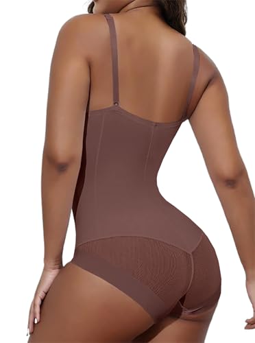 Image of Hilinker Women's V Neck Spaghetti Strap Bodysuit Sexy Sleeveless Camisole Bustier Top