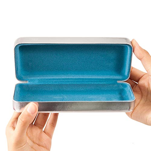 Image of TRIUMPH VISION Sunglasses Case Hard Shell Glasses Case Eyewear Eyeglasses | Sunglass Eyeglass Hard Case for Women and Men Metal PU Leather Lined Storage with Microfiber Cleaning Cloth Protection