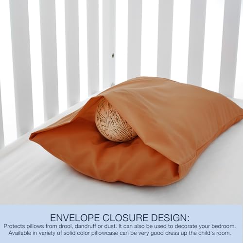 Image of EXQ Home Toddler Pillowcases 13x18 Travel Pillow Case Set of 2, Small Pillow Case Fits Baby Pillow Sized 12x16, 13x18, Kids Pillowcases 2 Pack Machine Washable with Envelope Closure(Umber)