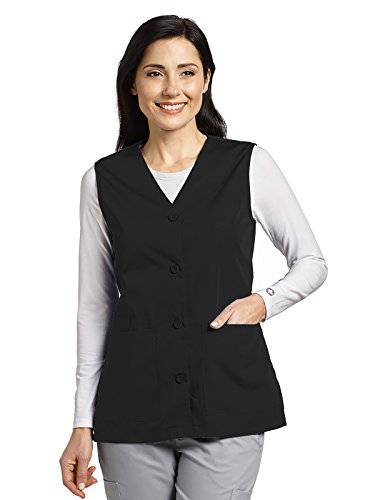 Marvella By White Cross Women's Button Front Solid Scrub Vest X-Large Black #TOP4