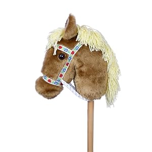 Prairie Ponies Stick Horse – Hobby Horse – Stick Pony (Palomino with White Heart Folk Halter)