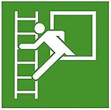 Aufkleber Fluchtfenster Rettungsleiter Rettungsfenster Leiter Notausstieg Schild 20x20cm made by MBS-SIGNS in Germany