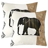Fundas para Cojines Silueta De Madera De Elefante Suave Fundas Cojines Antiencogimiento Cojín Cubierta para Sala De Estar Salón Mujer Paquete De 2