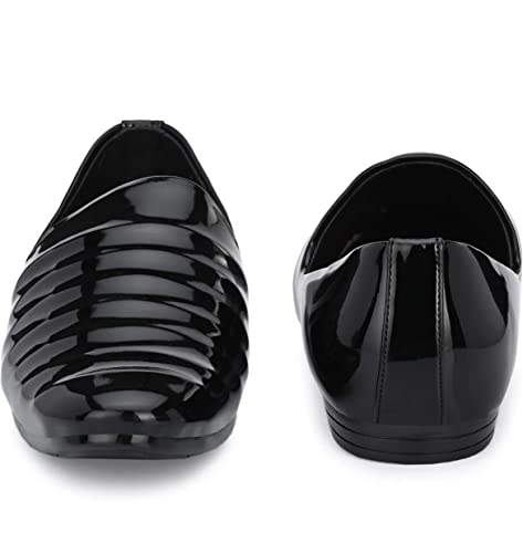 JhonnyWalker Ethnic Nagra Jalsa Jutti Shoes for Men (Black)