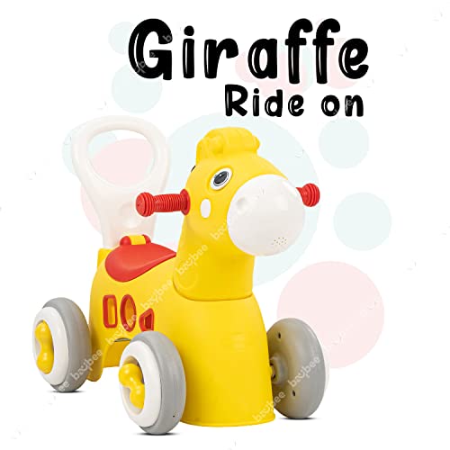 Image of Baybee Giraffe Horse Rider for Kids, Ride-On Kids Car with Shape Sorting Activity Kids Toys & Storage | Push Car Rider with Smooth Wheels Baby Car Suitable for 1-3 Years Boys Girls (Giraffe, Yellow)
