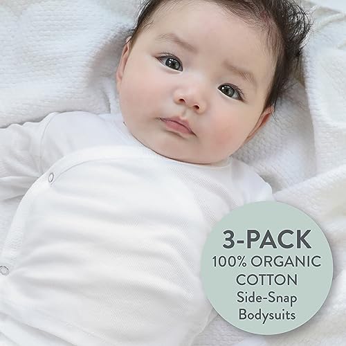 Image of HonestBaby Baby 3-Pack Organic Cotton Long Sleeve Side-snap Kimono Bodysuits