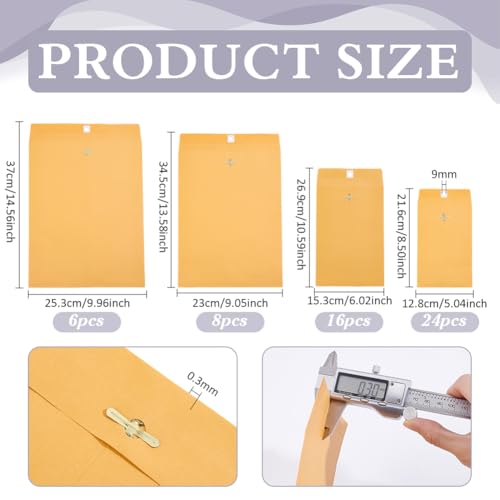 PH PandaHall 54 Stück Verschlusskraftumschläge 4 Größen Orangefarbener Kraftpapier Manilla Umschlag Zum Ablagern Speichern Versenden Von Dokumenten Weihnachtsbürodekoration 21.6/26.9/34.5/37cm