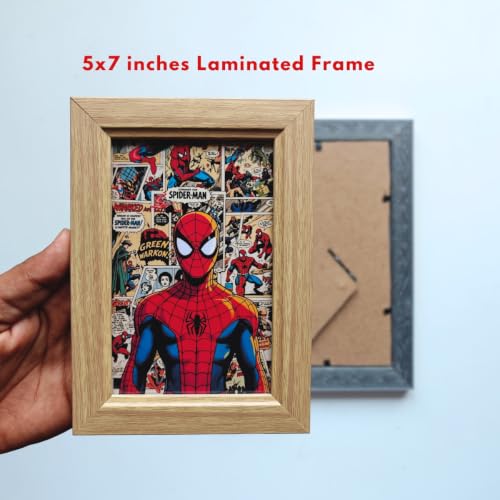 Image of TenorArts Spiderman Gift Box Merchandise for Fans - 5x7 Inches Laminated Photo Frame,1 Keychain, 1 Badge, 4 4x6 inches Posters, Multi sized Stickers - 5 items in 1 Box | Perfect for Gifting