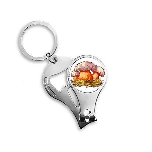 Décapsuleur porte-clés champignon bleu et coupe-ongles compact original - 2