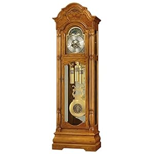 Howard Miller Jones Floor Clock II, Analog Display Brushed Satin Brass & Golden Finish with Triple-Chime Movement, Moon Arch Grandfather Clocks Home Decor for Bedroom & Living Room