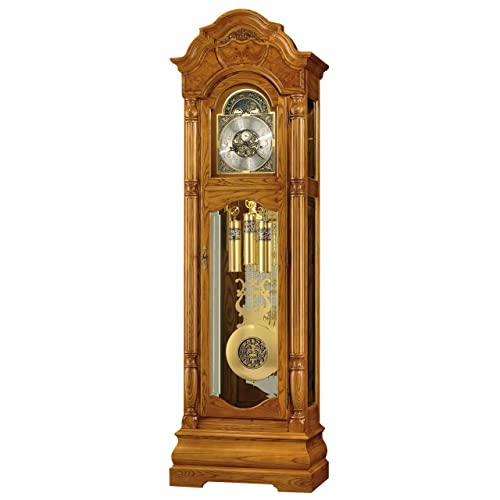 Howard Miller Jones Floor Clock II, Analog Display Brushed Satin Brass & Golden Finish with Triple-Chime Movement, Moon Arch Grandfather Clocks Home Decor for Bedroom & Living Room