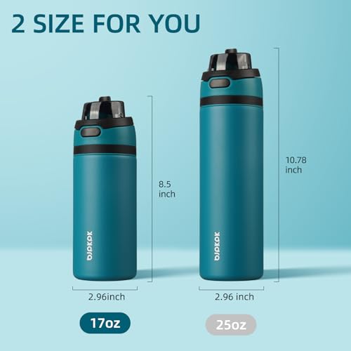 Image of BJPKPK 17oz Insulated Water Bottle with Straw Lid & Handle, Stainless Steel | Leak-Proof 2-in-1 Straw & Spout Lid, BPA-Free Vacuum Insulated Bottle Fits Cup Holders for Gym, Office, Travel & Outdoor