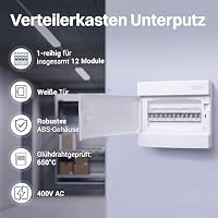 Intratec Sicherungskasten Unterputz 1 reihig – Unterputz Verteilerkasten IP40 für 12 Module mit weißer Tür und Hutschiene für einfache Elektroinstallation Zuhause & Gewerbe – 232 x 283 x 106mm – Ansicht 2