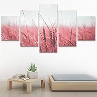 SIGNWIN 5 Panel Canvas Wall Art Modern Art Decorative Elements Expressive Leaves Multicolor Patterns Photography for Home Decorations Ready to Hang - 60